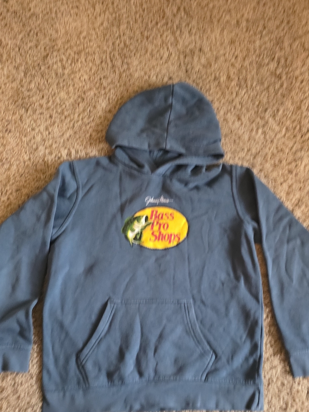 Bass Pro Shops Blue Hooded Sweatshirt with Yellow Logo